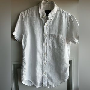 White Linen T-Shirt Button Down